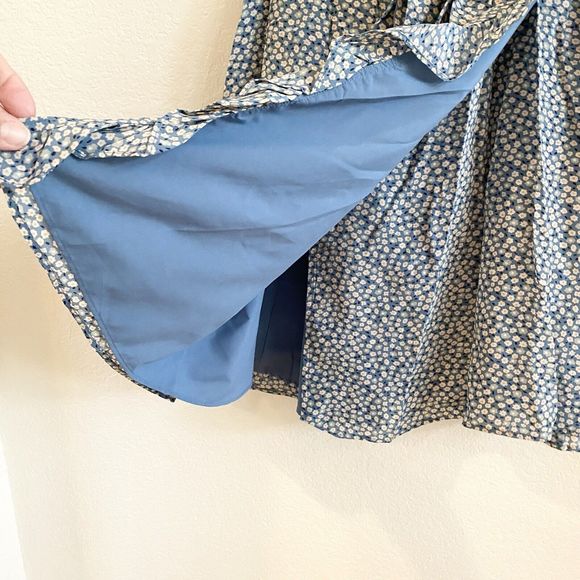 Madewell Womens Ruffle Edge Silk Wrap Dress Size M Bitsy Ditsy Floral Blue Lined - Picture 7 of 14